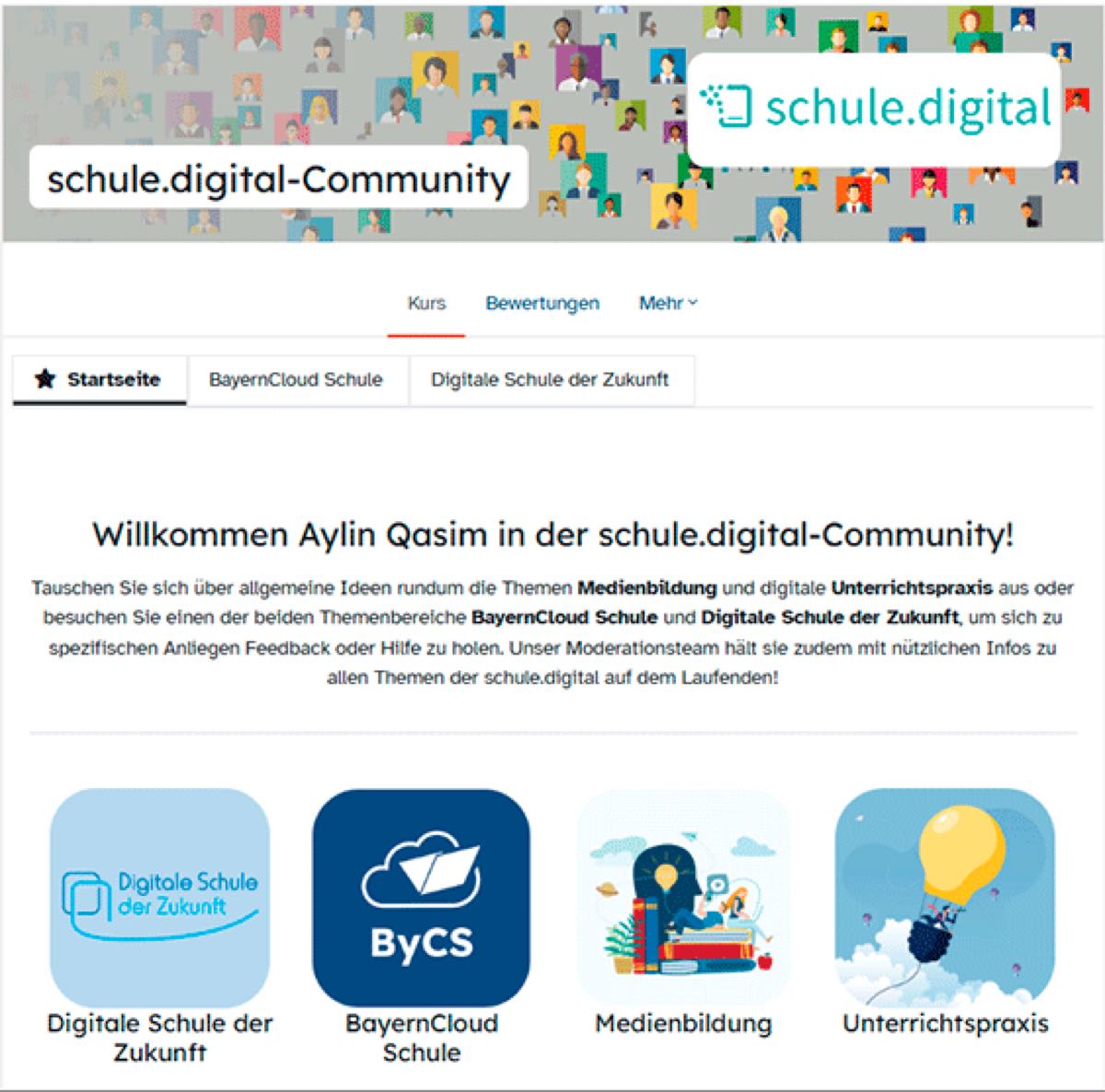 Screenshot von der Oberfläche der schule.digital-Community