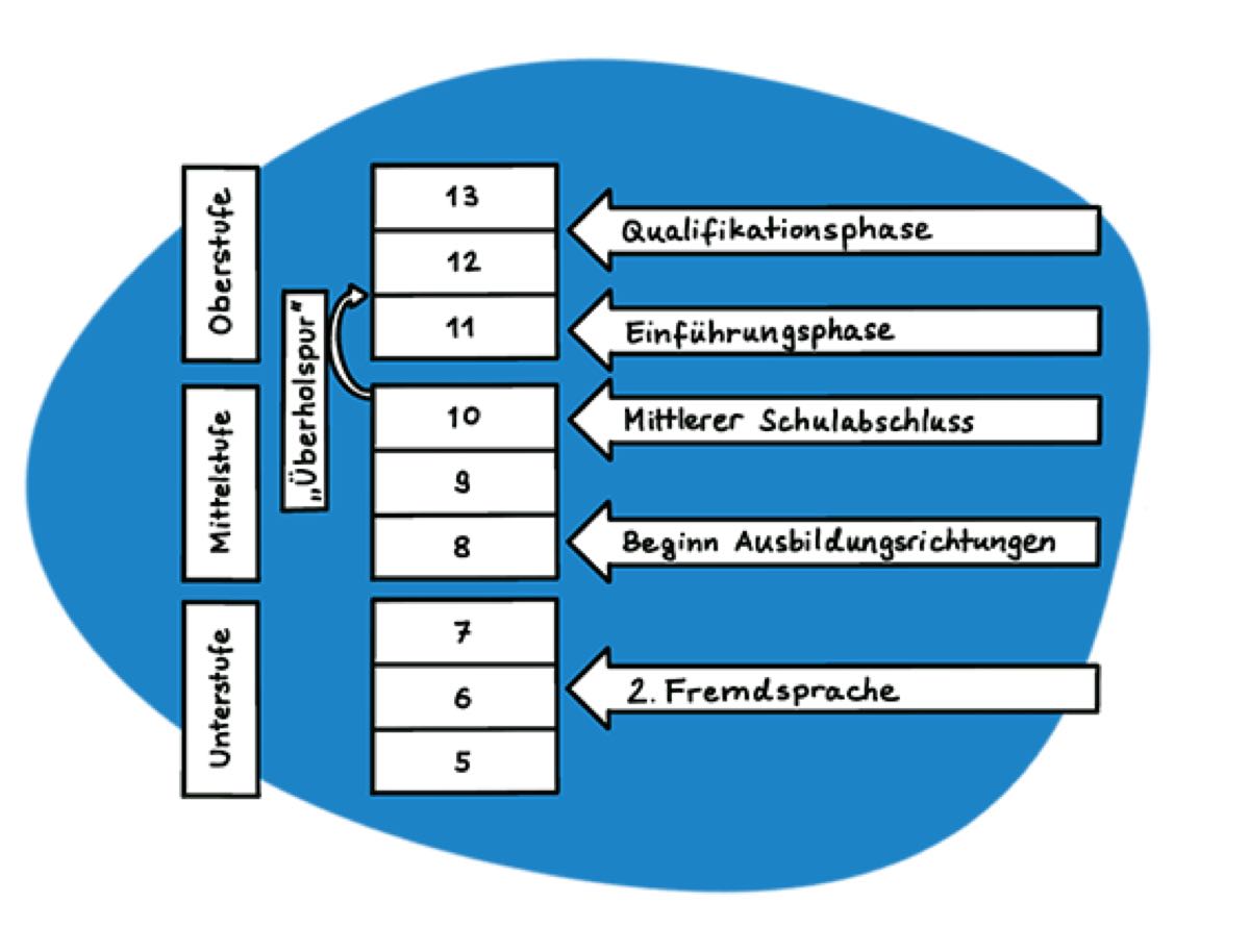Grafische Darstellung des Aufbaus des neuen neunjährigen Gymnasiums