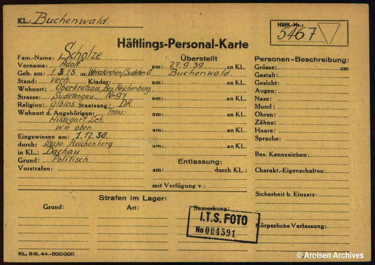Bild: Häftlings-Personal-Karte