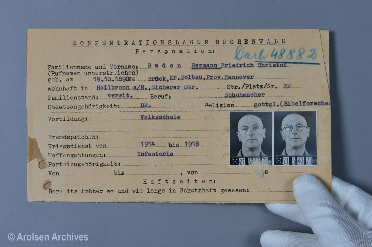 Bild: Personalkarte aus dem KZ Buchenwald