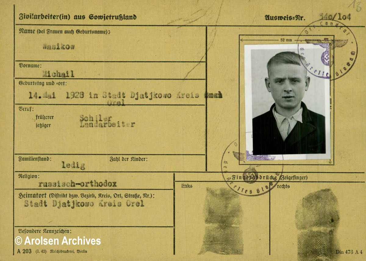 Bild: Registrierkarte eines Zivilarbeiters
